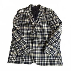LAUREN RALPH LAUREN Classic Fit Ultraflex NAVY/CREAM PLAID SPORTS Coat 43R